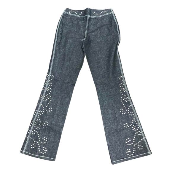 Moda International Studded Boot Cut Flared Jeans Cotton Mid Rise Y2K Size 6 - Picture 1 of 5